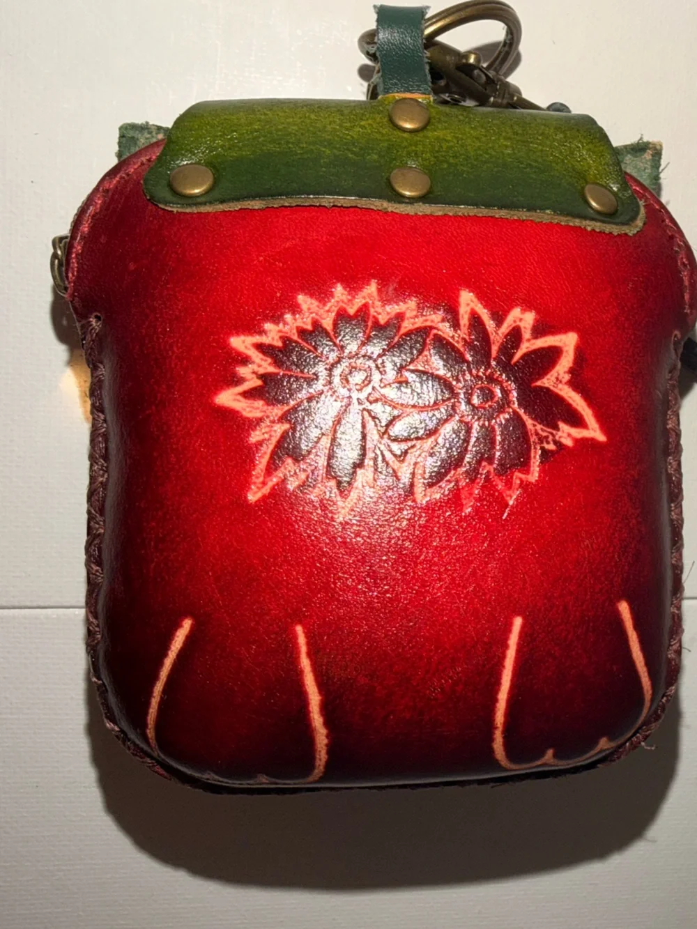 Handmade Leather Cat Wristlet Coin Purse